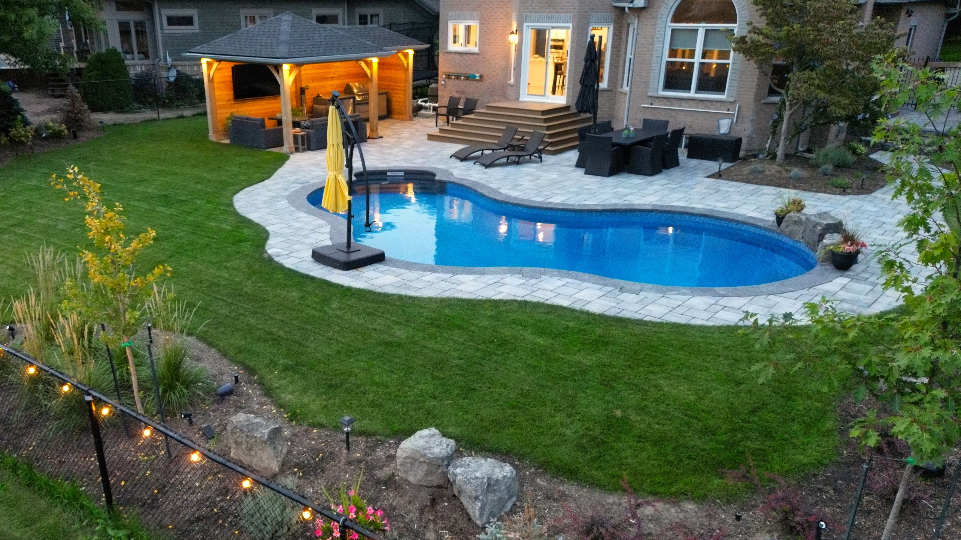 Family backyard gardens and landscaping