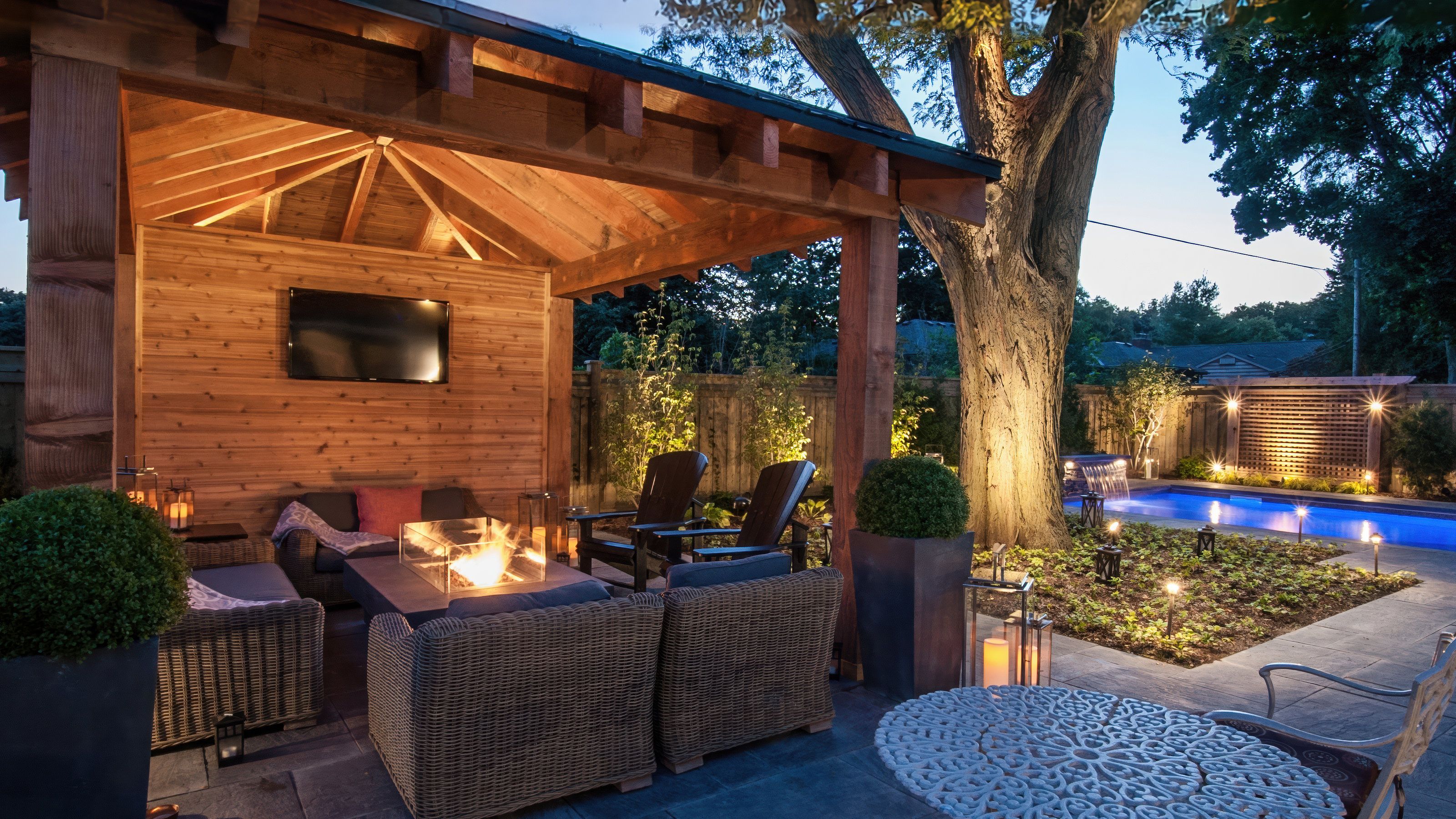 Family staycation pavilion and outdoor living space