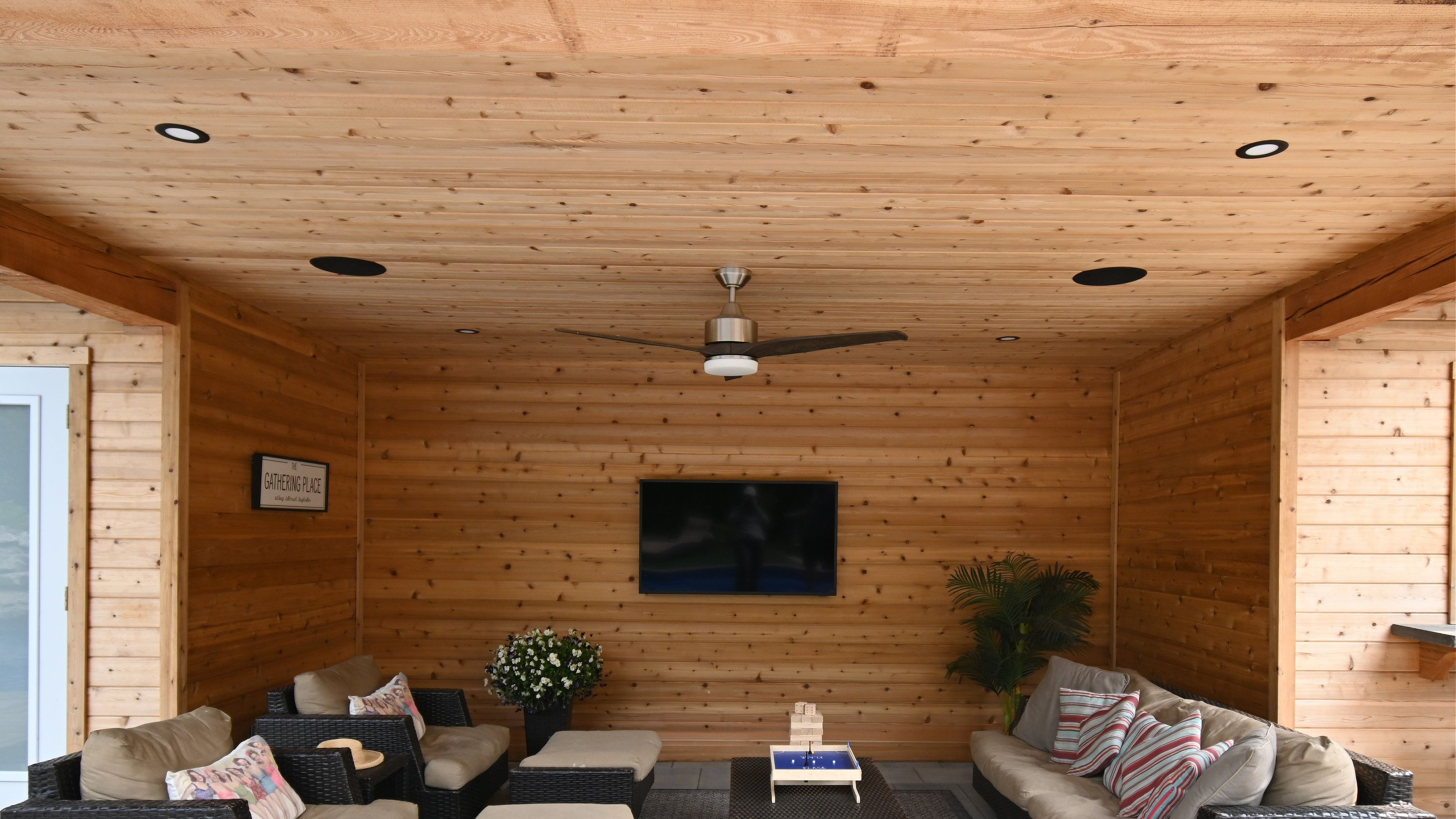 Custom gazebo with integrated shade panels