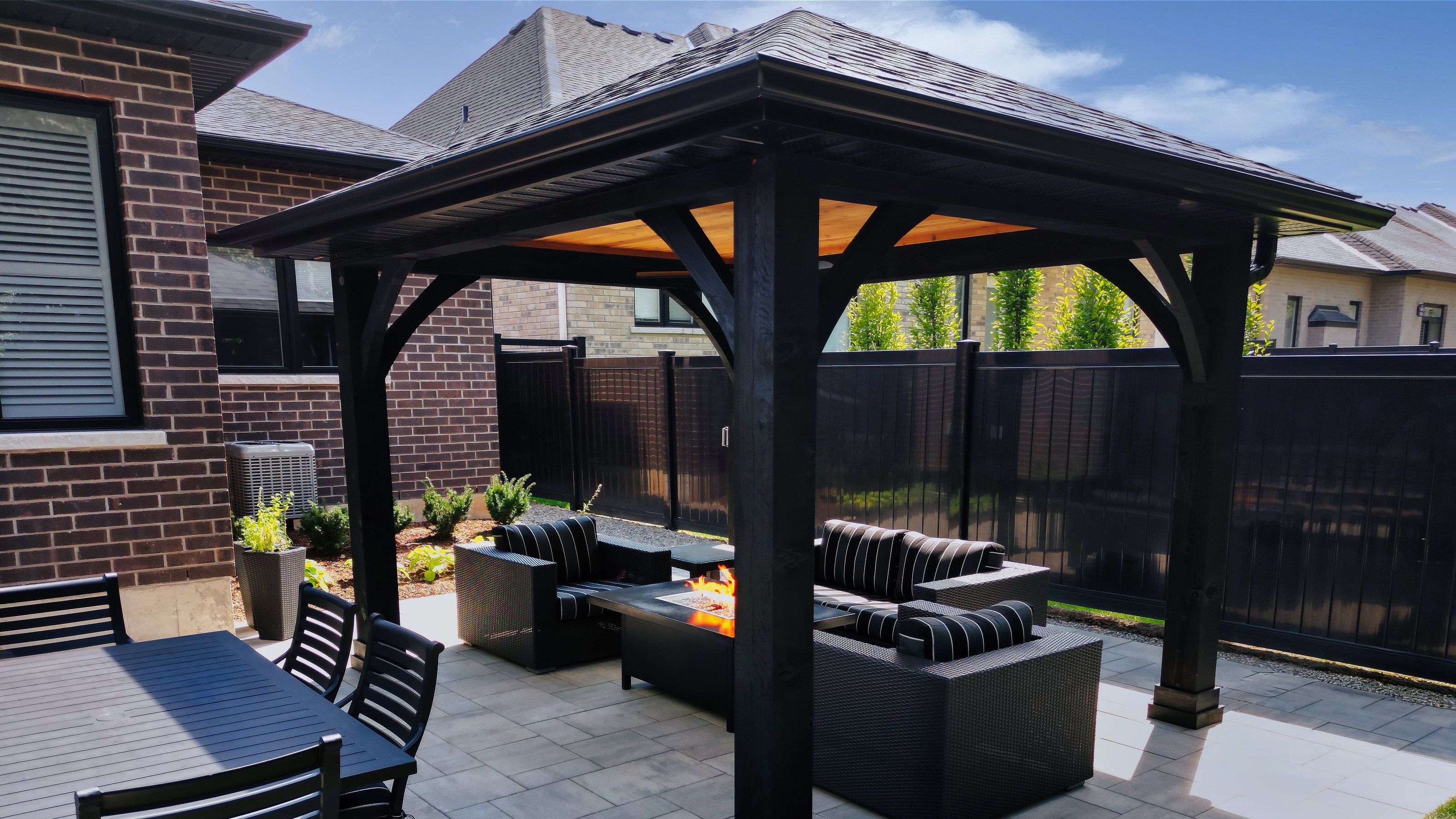 Contemporary shade structure with modern design elements