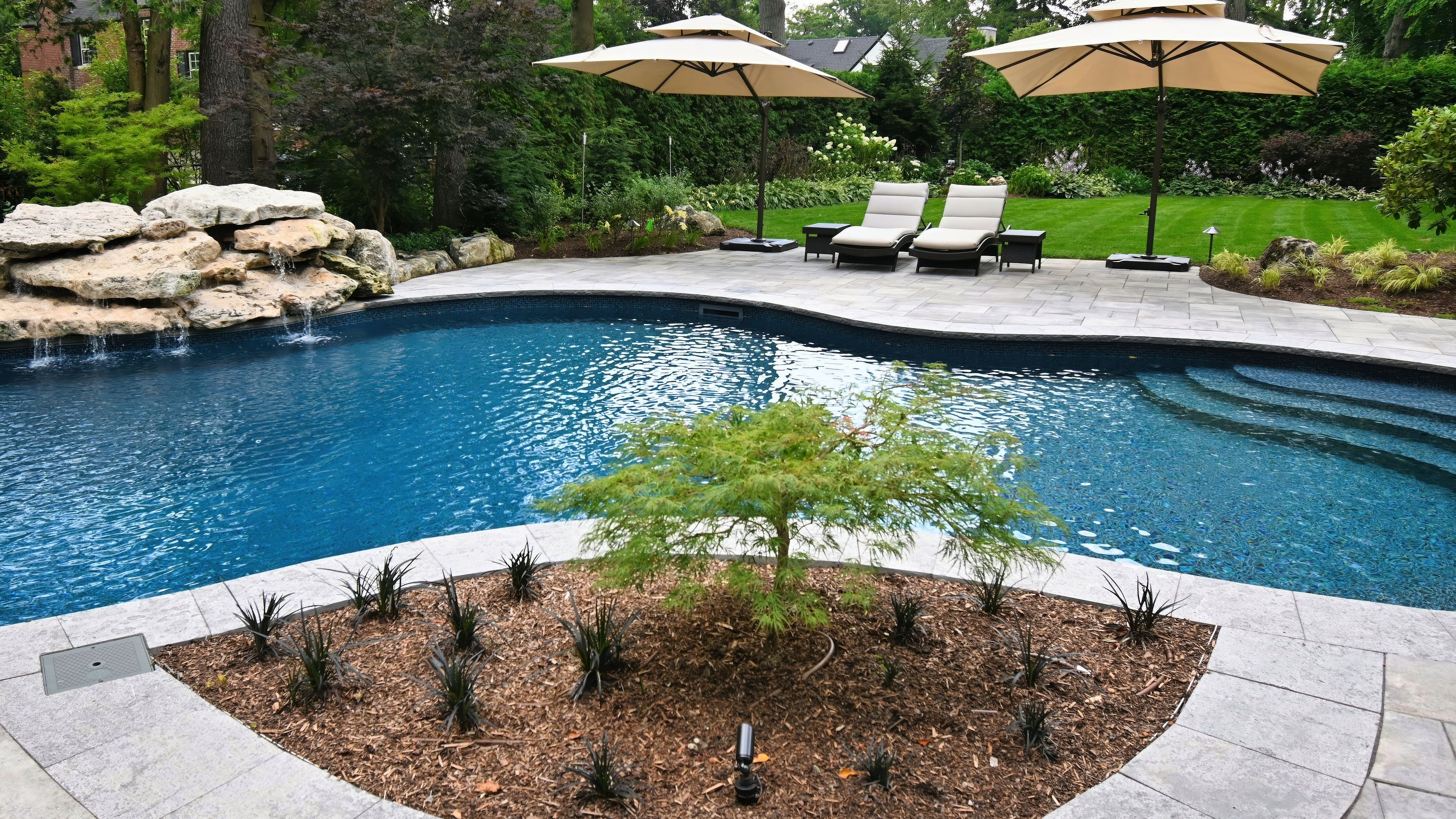 Shaded Poolside Lounging Area