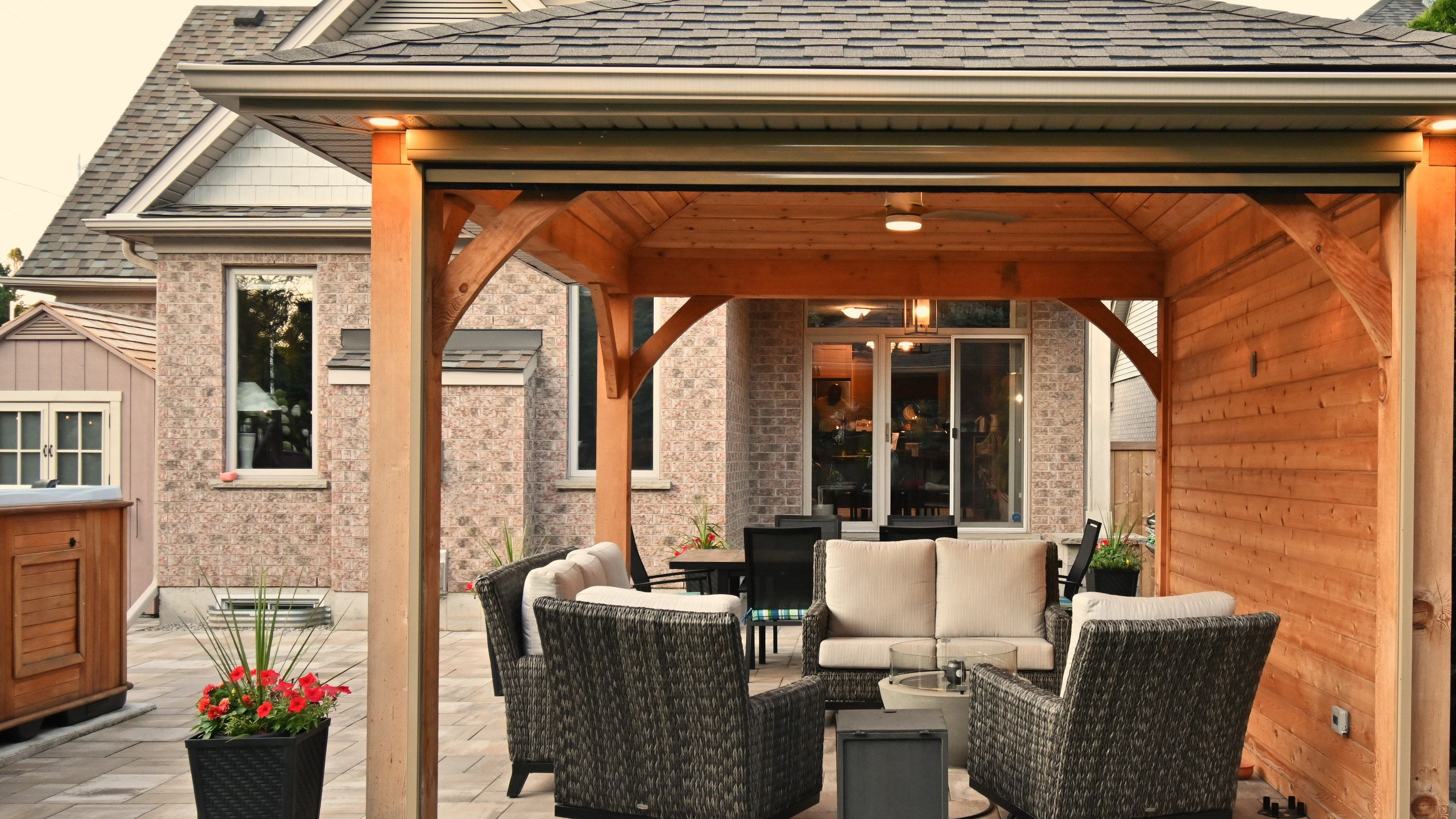 Pavilion and House View in Backyard Relaxation Project