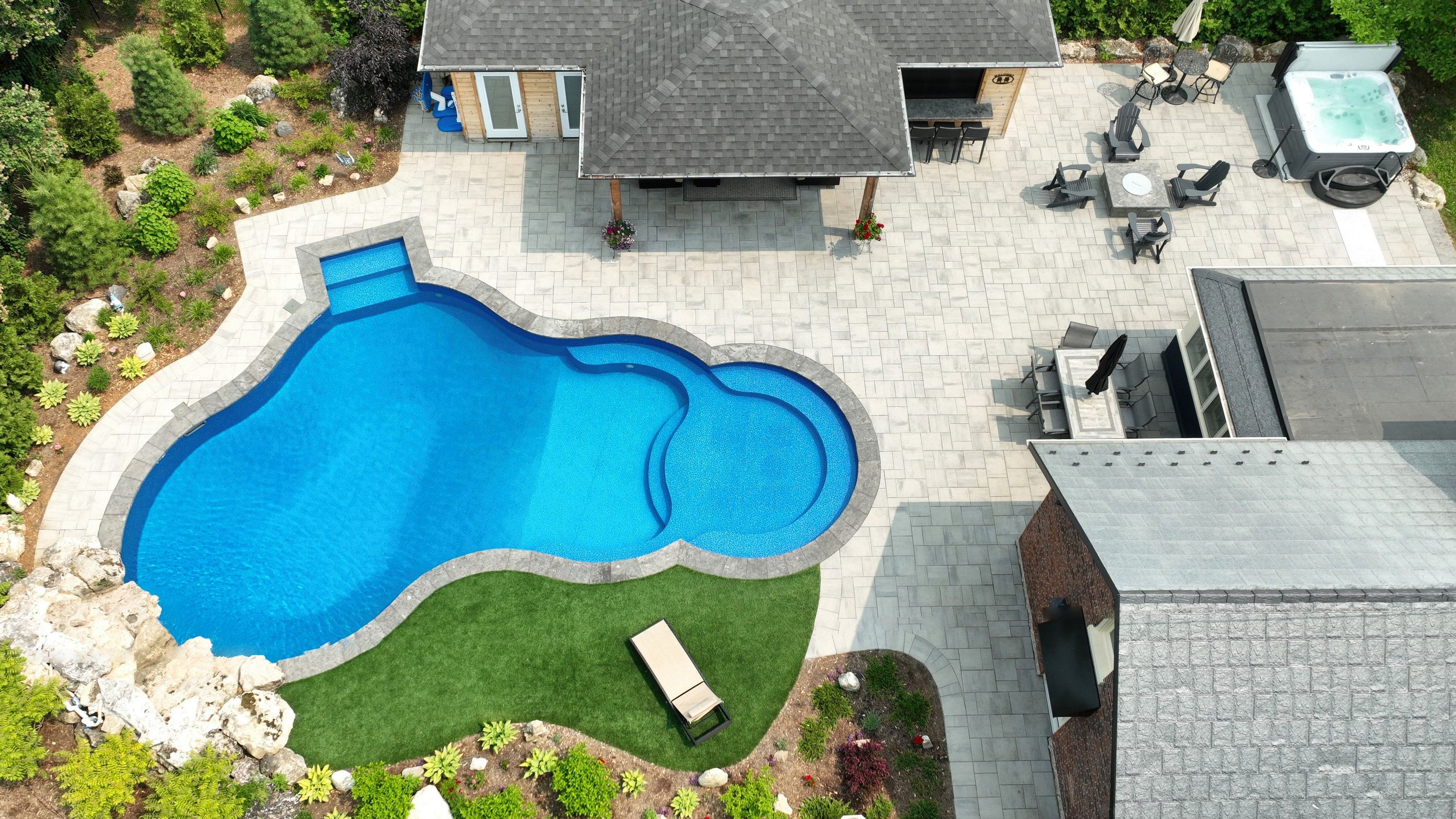 Aerial View of Backyard Resort Swimming Pool